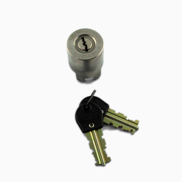 32 A 81 Rosengrens MF-Zylinder rund Mietfachschloss silber, messing 32 A 81 Rosengrens MF-Zylinder rund Mietfachschloss silber, messing