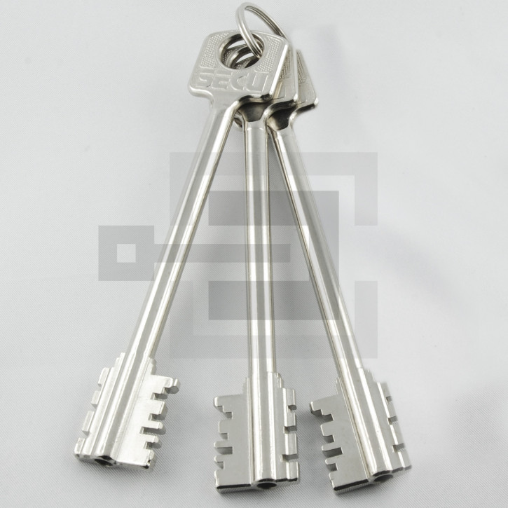 3x Tresorschlüssel (mittel / ca. 124,5 mm) für umstellbares Tresorschloss S2700U / S4700U SECU + Burgwächter
