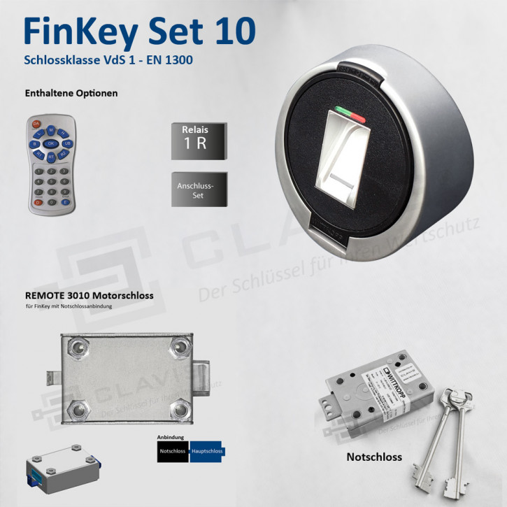 Carl Wittkopp FinKey Set 10 Fingerprint biometrisches Tresorschloss Fingerabdruck, Cawi