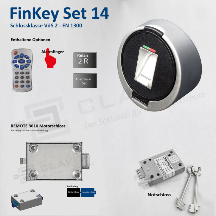 Carl Wittkopp FinKey Set 14 Fingerprint biometrisches Tresorschloss Fingerabdruck, Cawi