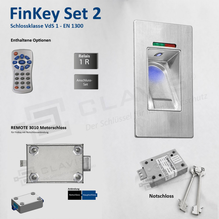 Carl Wittkopp FinKey Set 2 Fingerprint biometrisches Tresorschloss Fingerabdruck, Cawi