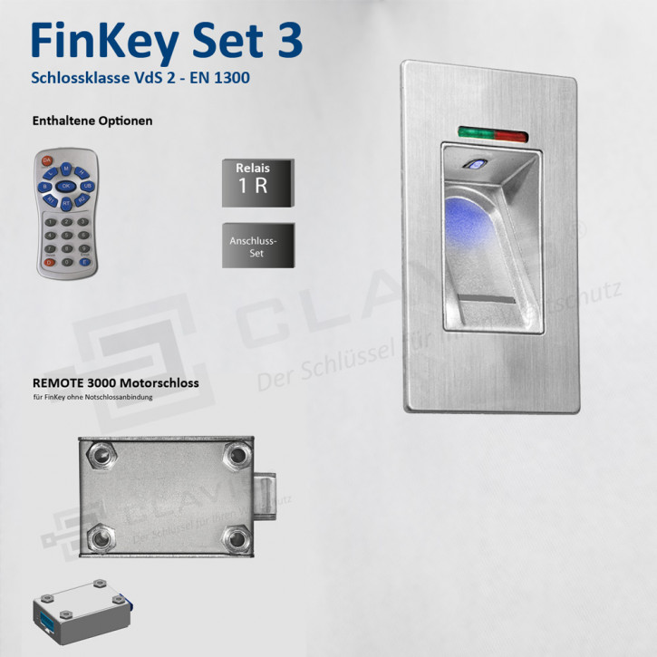 Carl Wittkopp FinKey Set 3 Fingerprint biometrisches Tresorschloss Fingerabdruck, Cawi