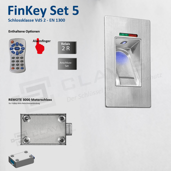 Carl WITTKOPP FinKey Set 5 Fingerprint biometrisches Tresorschloss Fingerabdruck, 