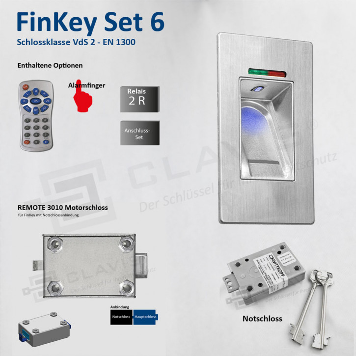 Carl Wittkopp FinKey Set 6 Fingerprint biometrisches Tresorschloss Fingerabdruck, Cawi