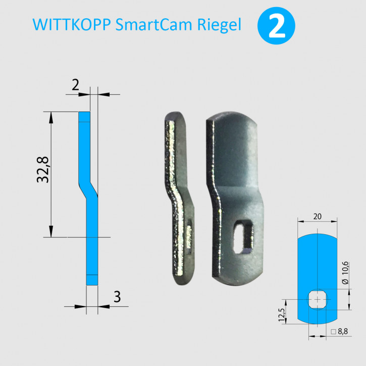 Carl WITTKOPP SmartCam Riegel Nr. 2 • Länge 32,8 mm • Kröpfung 2,0 mm SC-RG-328-020