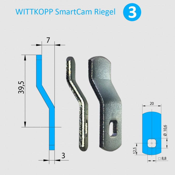 Carl Wittkopp SmartCam Riegel Nr. 3 • Länge 39,5 mm • Kröpfung 7,0 mm SC-RG-395-070