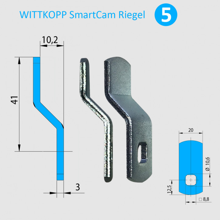 Carl WITTKOPP SmartCam Riegel Nr. 5 • Länge 41,0 mm • Kröpfung 10,2 mm SC-RG-410-102
