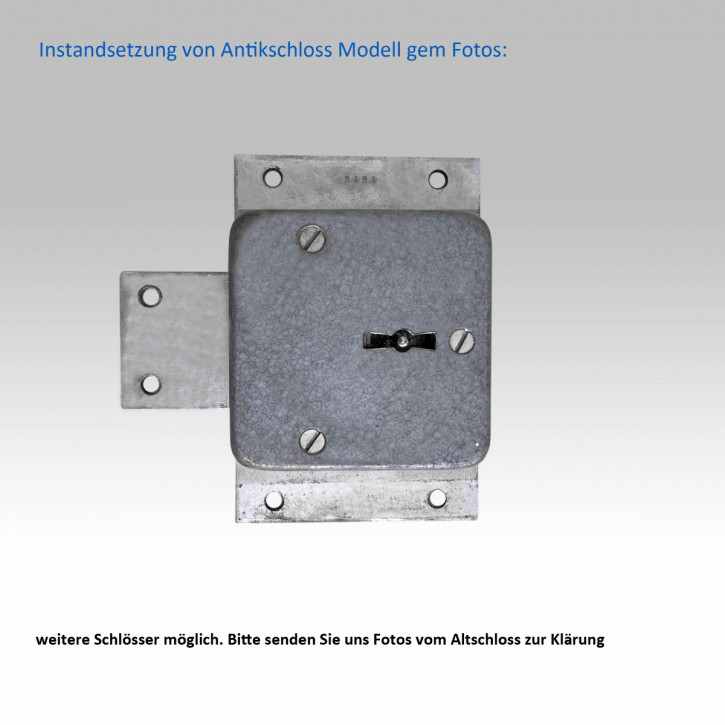 Instandsetzung Antikschloss / "Postschloss" (82 x 82 / 100 x 100), Wartung z.B. Instandsetzung Schlüsseldorn, Neue Schliessung, inkl. 2 neuen Schlüsseln