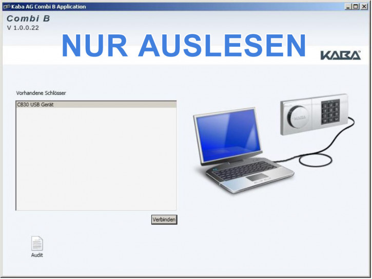 dormakaba Kaba Mauer Combi B 90/30 PC Software zum Auslesen des Schlosses (B90/B30 Audit)