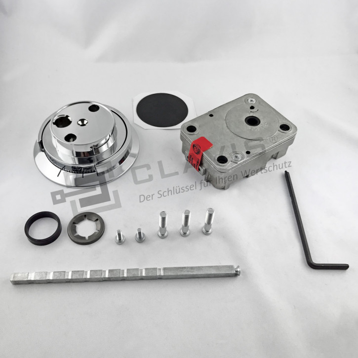 CAWI 7800 Set 3 mechanisches Zahlenkombinationsschloss VdS Klasse II / B EN1300 inkl. Metall Drehknopf glanz verchromt
