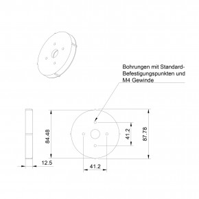 CLAVIS Universal-Adapter-Montageplatte für Langschild von Format-Tresorbau (Kunststoff-Beschlag), eckig stellt 4 Standard-Befestigungpunkte 41,2 x 41,2 zur Verfügung