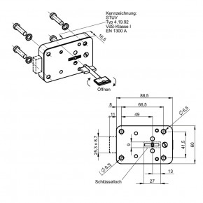 STUV by Wittkopp 4.19.9266.3 - CABLOX Tresorschloss VDS Klasse I (1) 120mm Schlüssel SONDERANGEBOT