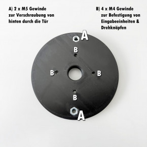 CLAVIS Adapter- Montageplatte von 82 mm Punkten auf 41,2 mm Anschraubschema für Eingabeeinheiten und Drehknöpfe mit Standardbefestigungspunkten