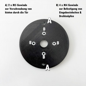 CLAVIS Adapter- Montageplatte von 82 mm Punkten auf 41,2 mm Anschraubschema für Eingabeeinheiten und Drehknöpfe mit Standardbefestigungspunkten