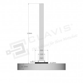 Alu Klappgriff □ 8 mm Vierkant Welle, ca. 115mm Nutzlänge - kürzbar, für Waffenschrank oder Tresor - Griff zum Austausch