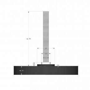 Standard- Klappgriff schwarz □ 8 mm Vierkant Welle, ca. 78mm Nutzlänge - kürzbar, für Waffenschrank oder Tresor - Griff zum Austausch