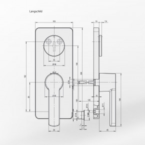 STUV 4.64.0080.0 Wittkopp V46400800 Alu Langschild inkl. Hängegriff 4.64.0081.0 / V46400810 Tresor Waffenschrank universal einsetzbar, Griff, Alugriff