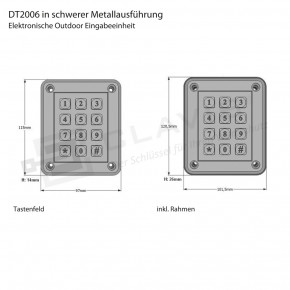 M-Locks Tastatur DT2006 IP 67 / IK 10 Eingabeeinheit Aussenbereich Außenanwendungen, schwere Metallausführung / Vandalismusschutz