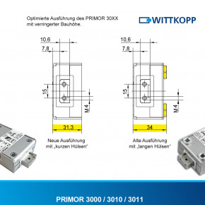 Carl WITTKOPP PRIMOR 3000/3010/3011 KOMPLETTSET - Elektronikschloss Motorschloss mit/ohne Notschloss, bestehend aus Einzelkomponenten: