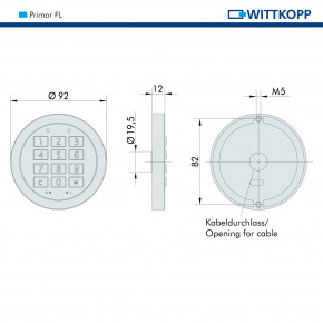 Carl Wittkopp Eingabeeinheit PRIMOR FL, matt verchromt, Tastatur für ANCHOR 2600/4300/7000, PRIMOR 1000/1600/3000/3010/3011/3100/3110/3111