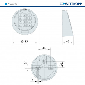 Carl Wittkopp Eingabeeinheit PRIMOR FS-M matt verchromt, Tastatur für ANCHOR 4300/7000, PRIMOR 1000/1600/3000/3010/3011/3100/3110/3111