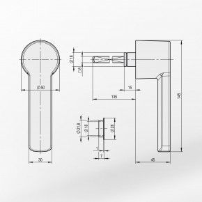STUV 4.64.0081.0 Wittkopp V46400810 Hängegriff ALU Tresor Waffenschrank Griff Metall Alugriff, 8mm Vierkant 119mm lang