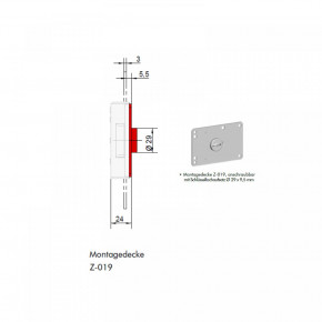 Carl WITTKOPP COMLOX 1609/1639 Montagedecke Z-019 für  - mit Schlüssellochaufsatz (Rosette) Ø 29 x 9,5