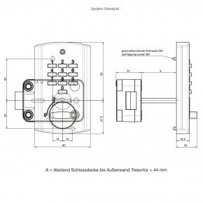 STUV by Wittkopp Elektronikschloss TULOX 100 einzeln, Revision, Zeitverzögerung, rechts, SCHWARZ mit Notschlüssel